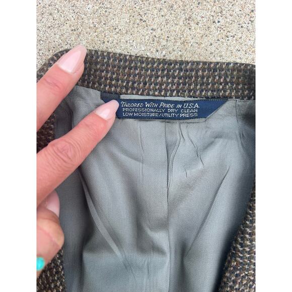 Vtg Lands' End Jacket Men Size 42R Gray Lambs Wool/Wool Tweed Two Button Blazer - Picture 4 of 6